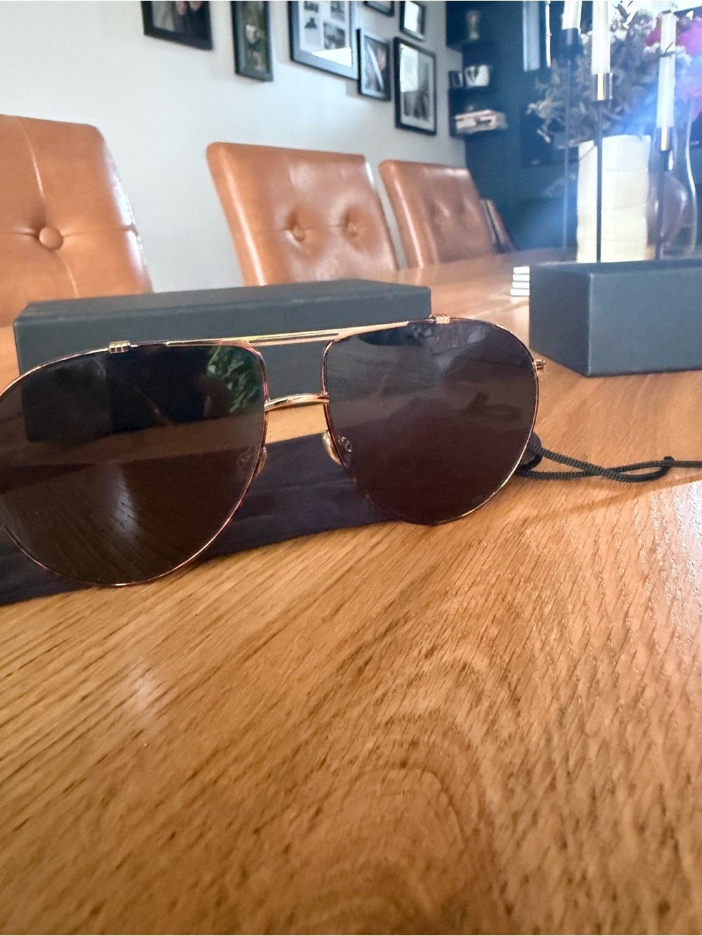 Gold Frame Dior Aviator Sunglasses with Dark Lenses